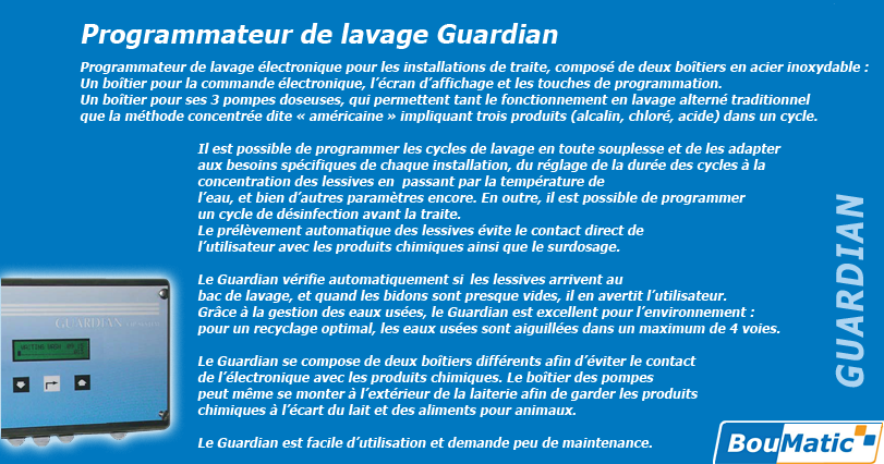 Programmateur de lavage Guardian Boumatic - Fermequip