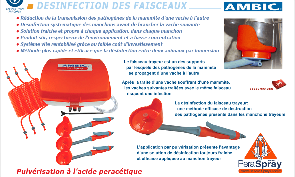 Dsinfection des faisceaux trayeurs PeraSpray par AMBIC - Fermequip Morlaix Plounevez Moedec Bretagne